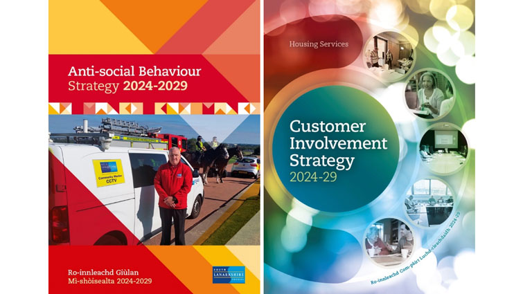 This image shows the cover of the Customer Involvement Strategy 2023-2028 and the Anti-social Behaviour Strategy 2024-2029