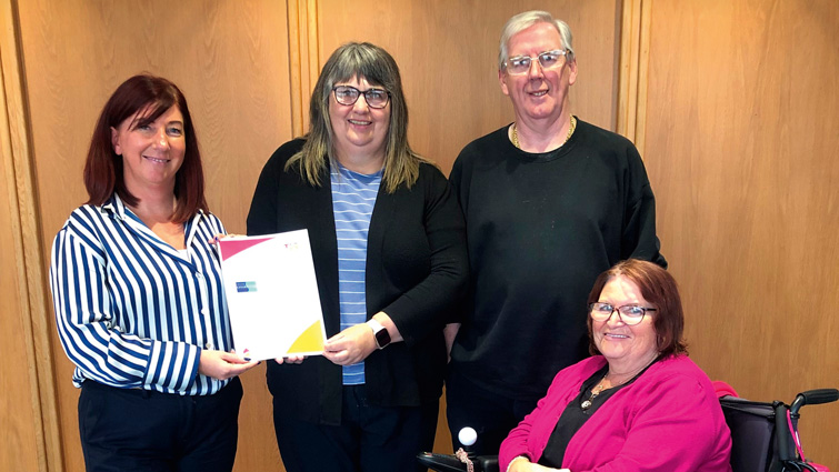 This image shows members of the Customer Scrutiny Group with head of housing services Sharon Egan