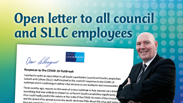 An image of South Lanarkshire Council's chief executive Cleland Sneddon with an open letter he has written to all staff