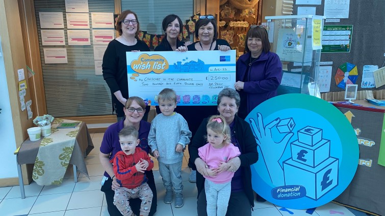 This image shows young people and staff from Childcare in the Community