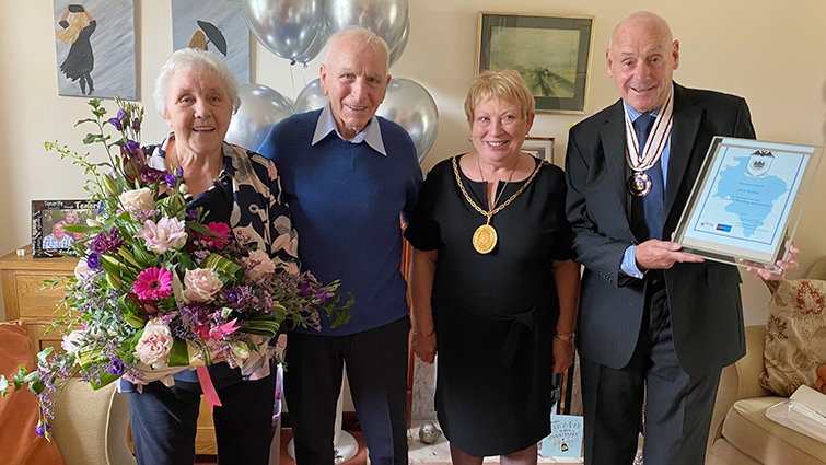 Christine and Norman Edge with Provost Margaret Cooper and Deputy Lord Lieutenant Miller Stoddart.