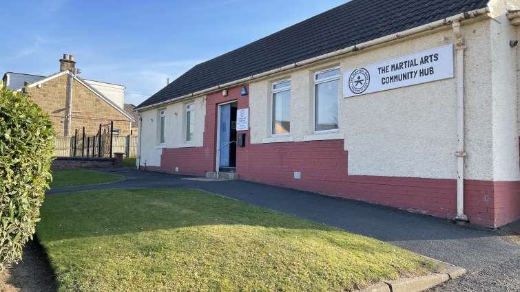 entrance to Martial Arts Community Hub - formerly Ferniegair Hall
