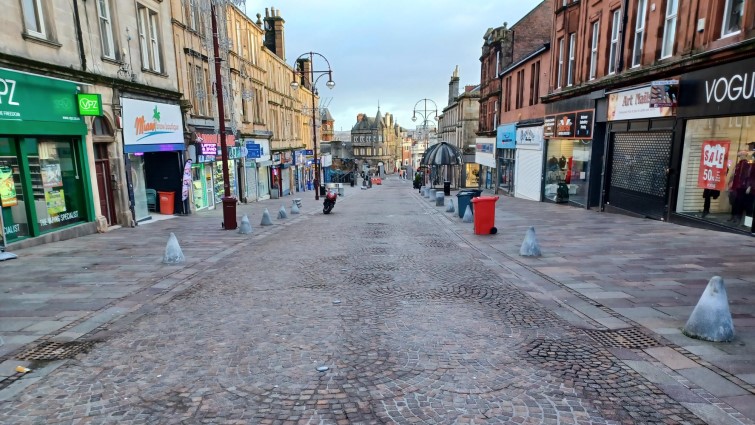 This image shows a view of Quarry Street ahead of it opening up to vehicles and parking on February 1 2024