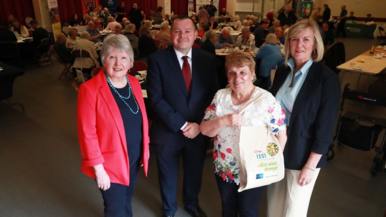 Chair of Seniors Together, Catriona, Cllr Fagan, Clrr Logan and Project Leader Christine stand together at the event.