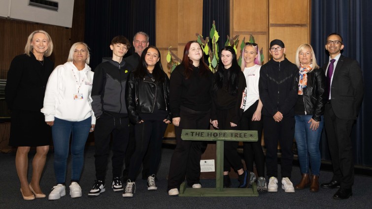 This image shows young people from Regen Fx The Street and council officials including Professor Soumen Sengupta