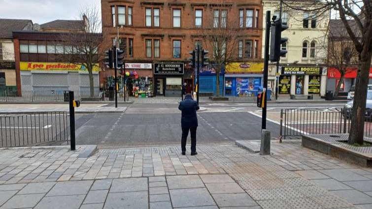 This is an image of the new pedestrian and cycle crossing on Rutherglen Main Street