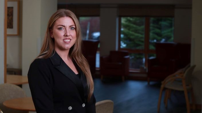 Chloe Bain, who works at Meldrum Gardens care home and who is the granddaughter of the late Cllr Jim Handibode, who was present at the opening of the home 20 years ago in his capacity of Chair of Social Work.