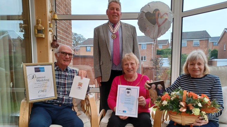 Provost Margaret Cooper and Deputy Lord Lieutenant Dr William Morrison Young with diamond wedding couple Alan and Sheila Smith.