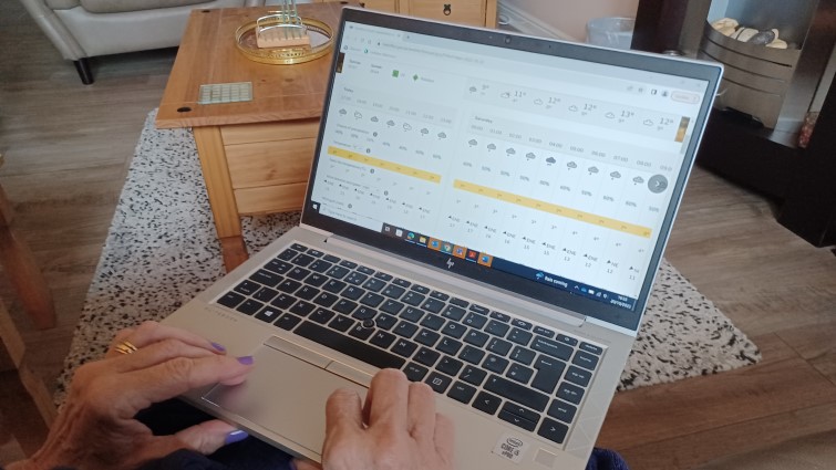 View of a weather forecast called up on a laptop.