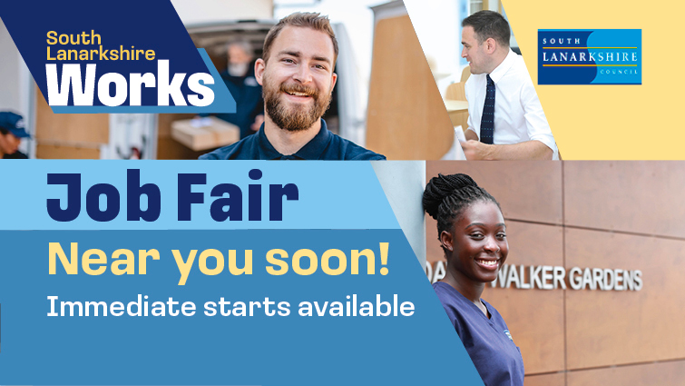 This image is to promote the Job Fairs taking place across South Lanarkshire
