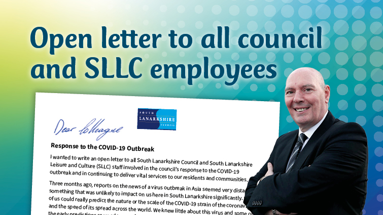 An image of South Lanarkshire Council's chief executive Cleland Sneddon with an open letter he has written to all staff 