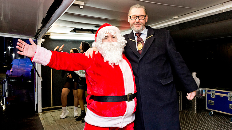 Santa with South Lanarkshire Provost Ian McAllan.