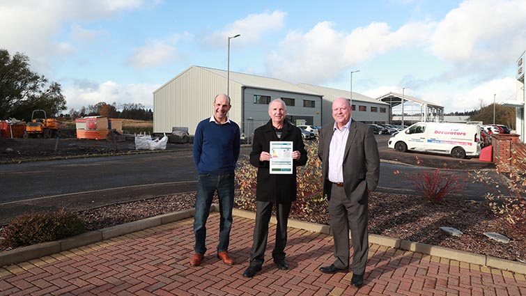 Councillor John Anderson, the chair of the council’s Community and Enterprise Committee, at the Langlands Gate Campus in East Kilbride with Graham Divers of GMD Properties Ltd and Bob Perrie of AL Perrie Ltd 