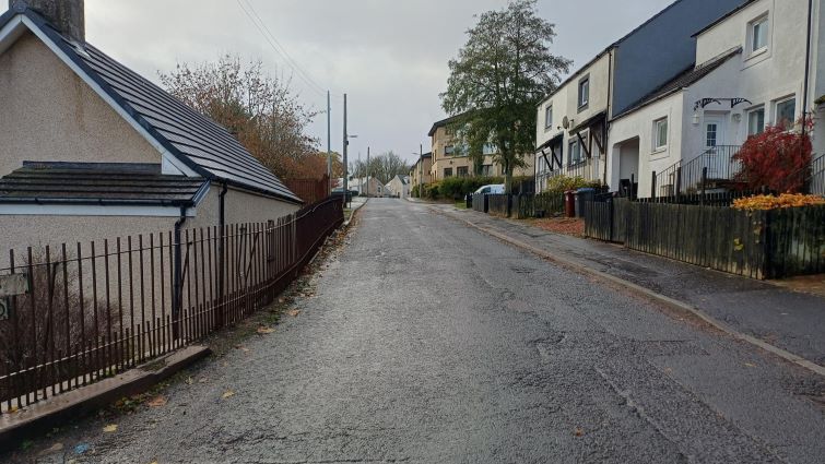 This is a photo of the area of New Trows Road that is to be resurfaced.