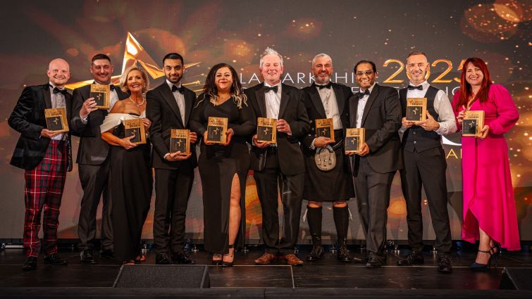 This image shows the winners of the 2025 Lanarkshire Business Excellence Awards