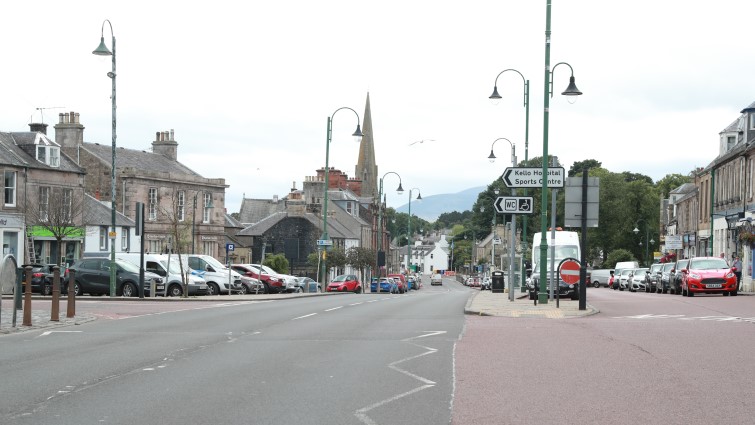 A streetscape in the centre of Biggar 