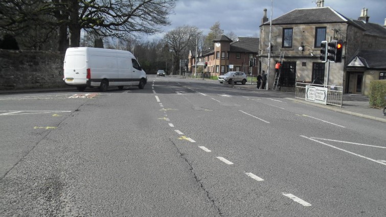 This is a photo showing the junction of Main Street and Hunthill Road. 