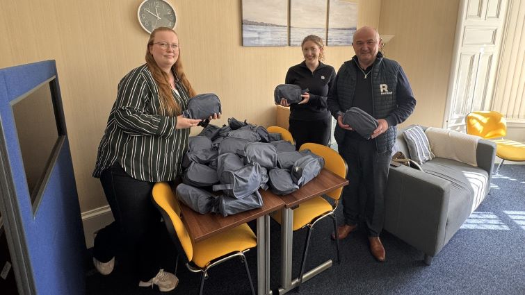 This image shows representatives from the Lanarkshire Rape Crisis Centre after they received a donation of luxury wellbeing packs thanks to the Community Wish List