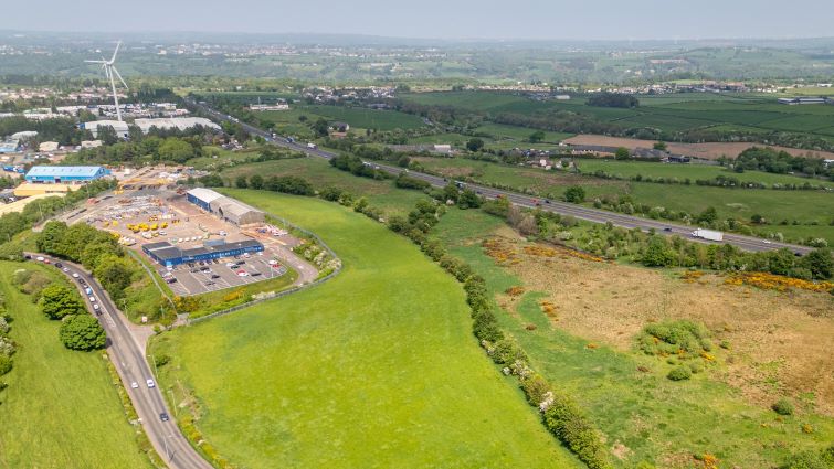 This is an aerial view of South Lanarkshire with the roads depot at Canderside in the top left of the image