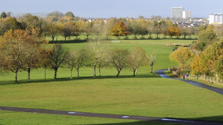 This image shows a view looking over Chatelherault Country Park