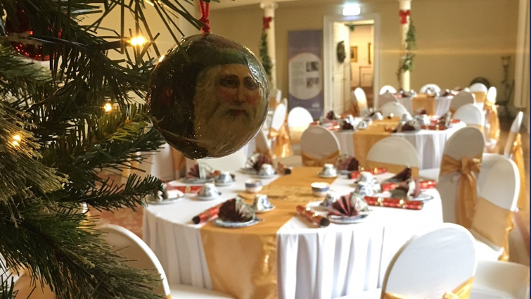 The Assembly Room at Hamilton's Low Parks Museum, decorated for the festive season. 