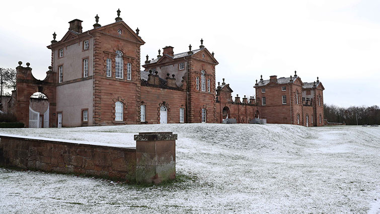 A view of Chatelherault Country park in snowy conditions 