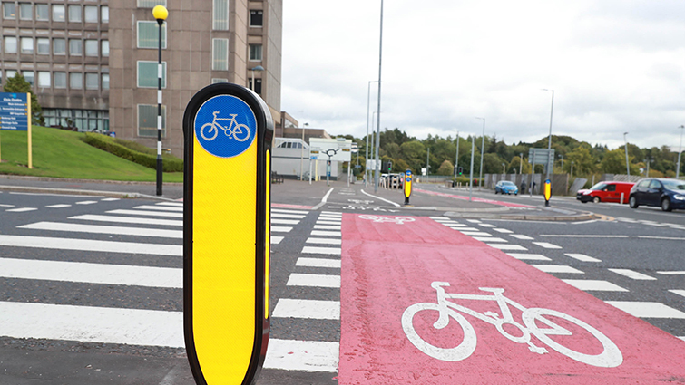 This image shows a crossing in East Kilbride developed as part of Active Travel routes for the town 