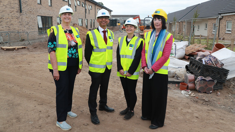 This image shows councillors Walker and McClymont with chair of the IJB Lesley McDonald and Soumen Sengupta 