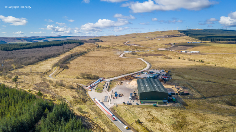 This is the view over Conexus towards Douglas West Windfarm