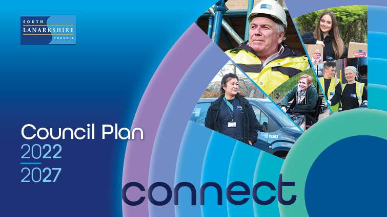 This image shows the front cover of the council's 5-year plan, Connect