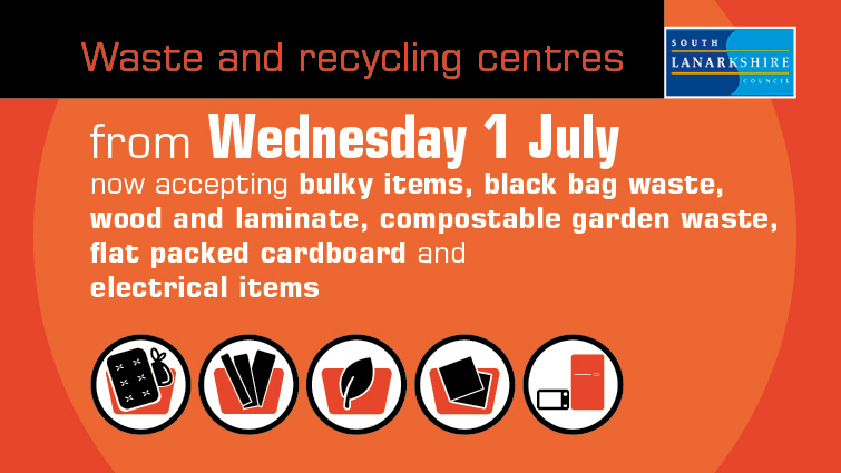 An inforgraphic which shows the new items which can now be deposited at the council household waste and recycling centres