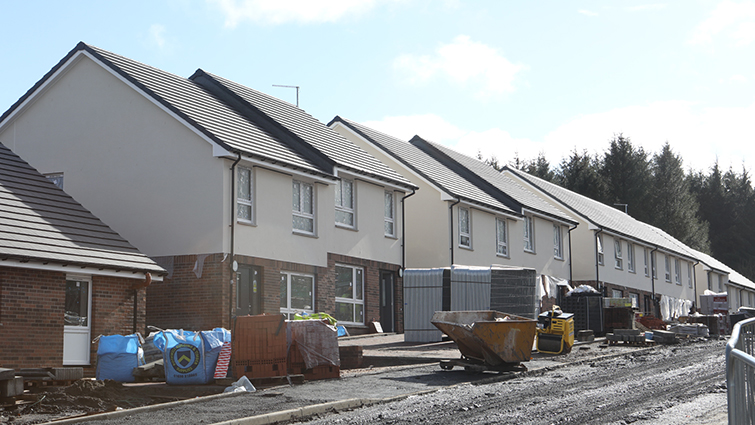 This images shows council housing under construction