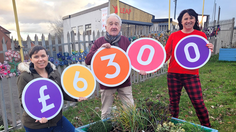 This image shows representatives from LEAP who were among those to receive a share of £6300 in Participatory Budgeting money for the Cambuslang East area 