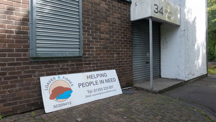 External view of the office of the East Kilbride Charity, Loaves and Fishes.