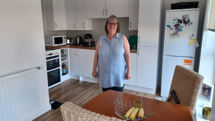 Marjory McMurray in the kitchen of her new home in Larkhall