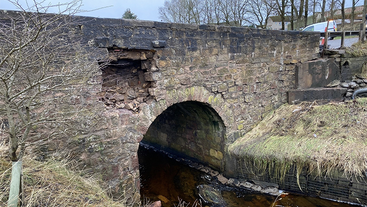 Heavy rainfall causes damage to bridge in Clydesdale