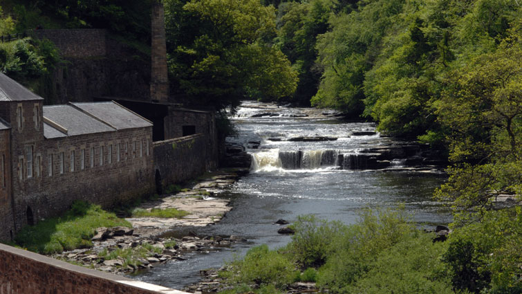 This image shows a scenic view of New Lanark 