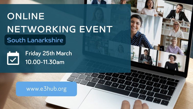 This graphic contains details of an online networking event for businesses taking place on Friday 25 March 2022 