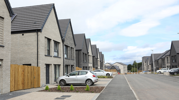 This image shows a row of houses in Whitlawburn 