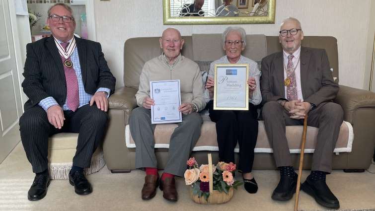 Nan and Robert Ramsay with Depute Provost Bert Thomson and Deputy Lieutenant for Lanarkshire Dr William Morrison Young