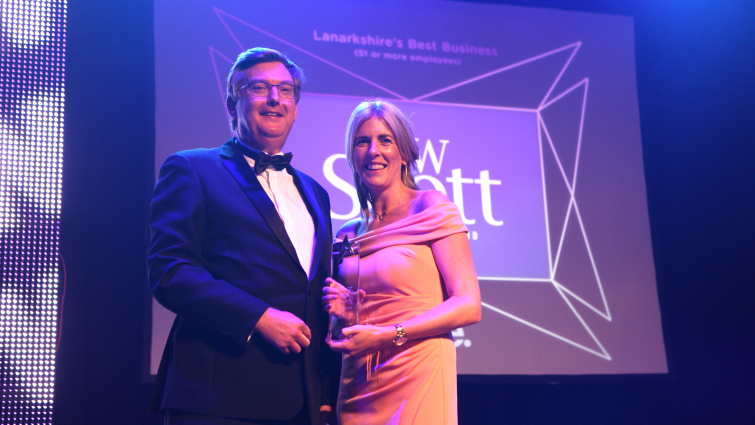 R&W Scott representatives with their Lanarkshire Business Award in 2022.