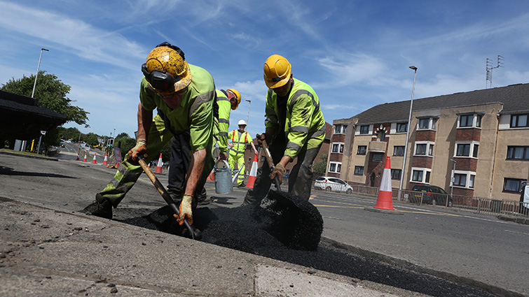 Road workers at work