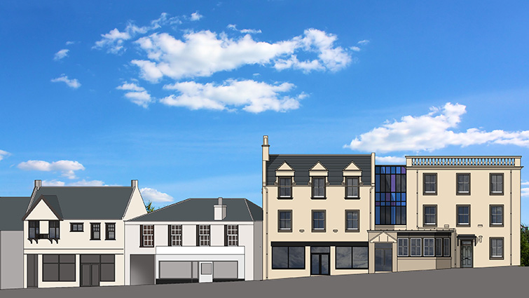 Artist's impression of the planned residential development of the former Royal Oak Hotel, Lanark. 