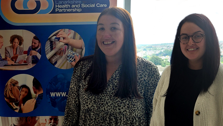 This image shows two members of staff who have been recognised for their work at the Scottish Social Services Awards 