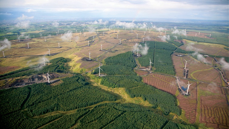 aerial view of windfarm