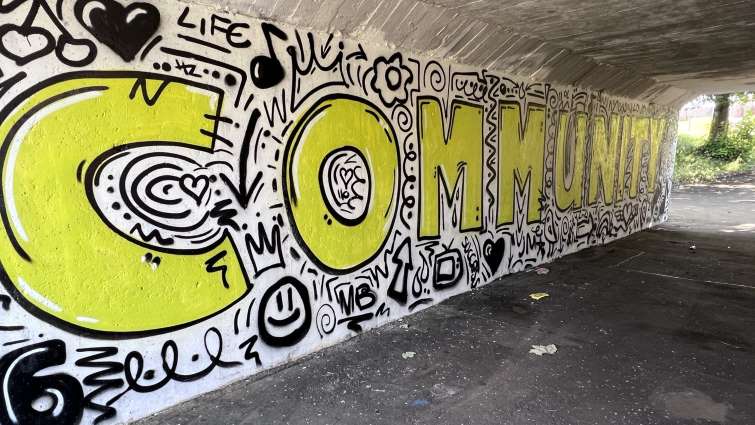 Universal Connection young people turning underpasses into works of art.