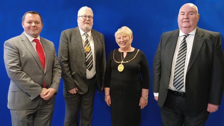 This image shows the new leader, depute leader, provost and depute provost of South Lanarkshire Council
