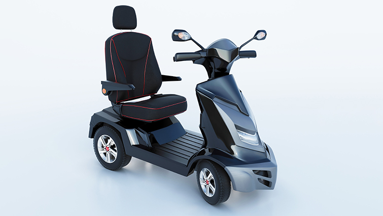 This image shows a generic image of a mobility scooter