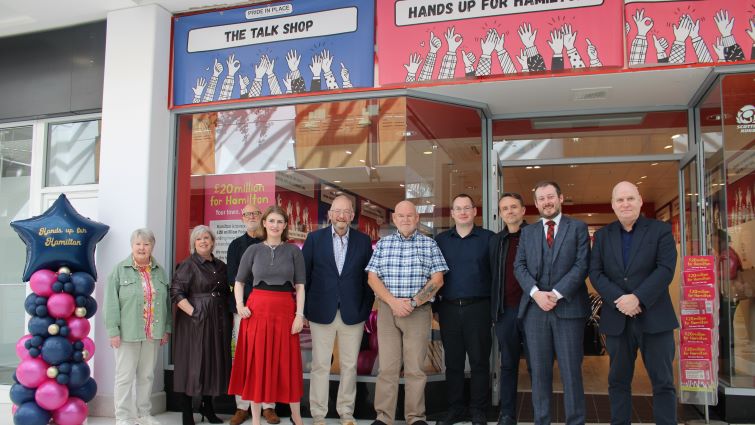 This image shows some of the members of the Hamilton Town Centre Board