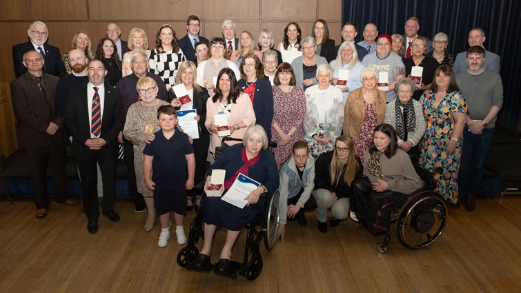 This is a group shot of the recipients of the annual Provost's Awards, with Provost Margaret Cooper also pictured
